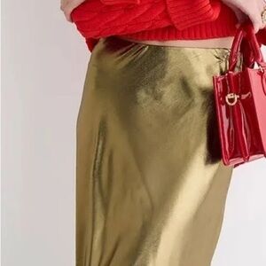 gold JCrew Gwyneth slip skirt ANTIQUE GOLD XS JCrew gold slip skirt
